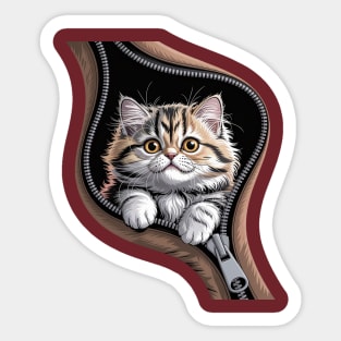 British Longhair Cat Zipper Cats Cute Kitty Lover Gift Sticker